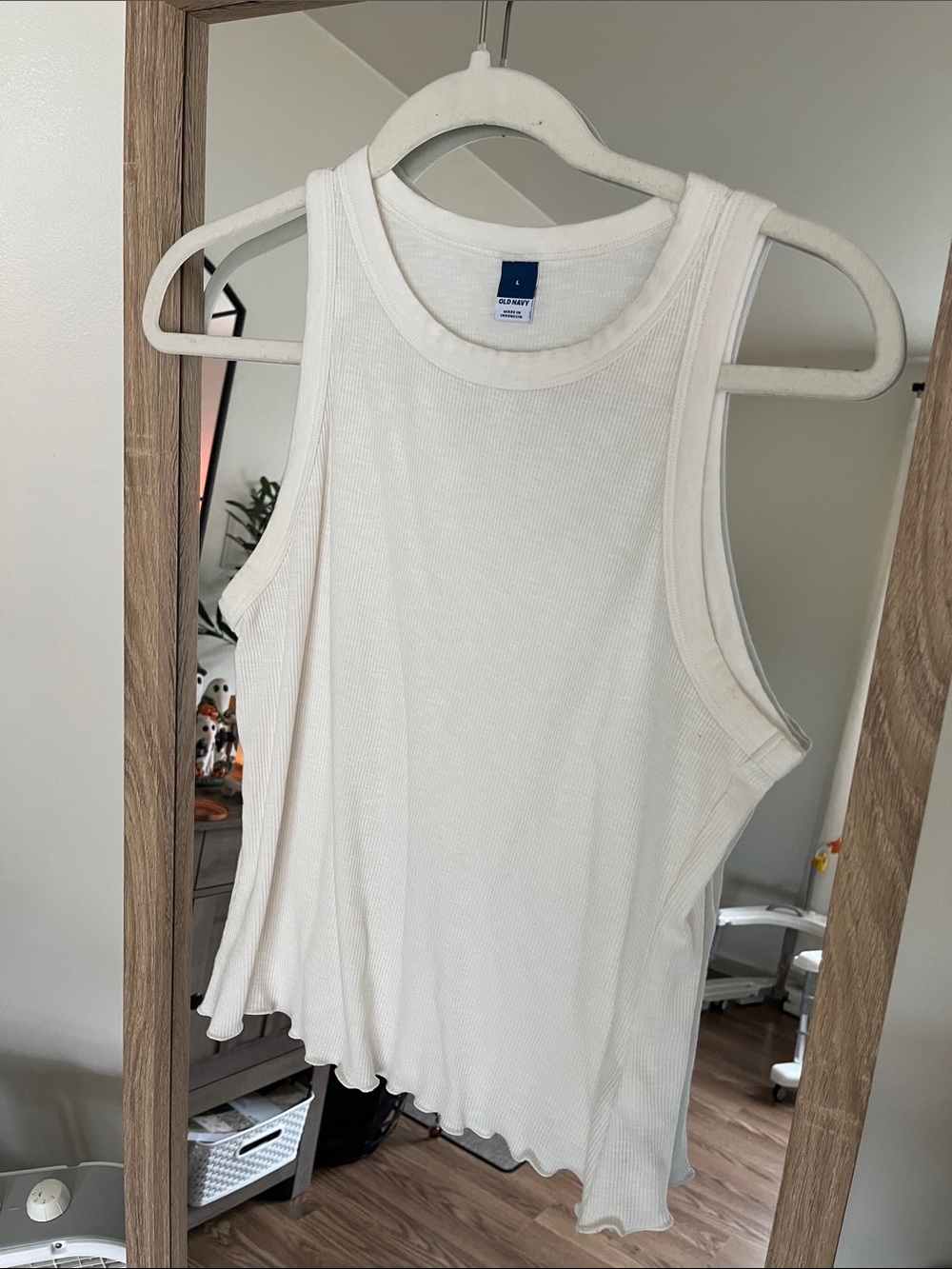 Old Navy Cream Ribbed Racerback Tank